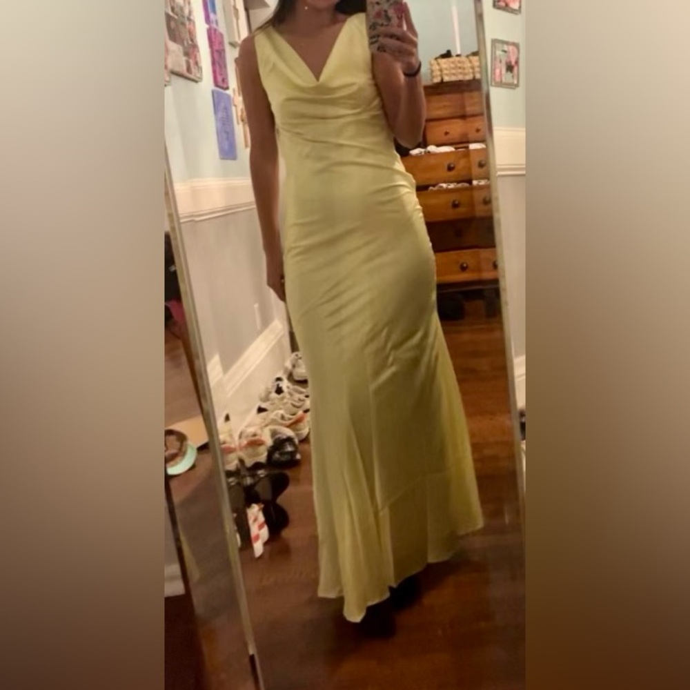 Peppermayo Exclusive - Be Mine Satin Maxi Dress Color: Canary Size: 4 US